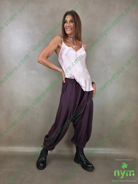 pantalone simil plisse cavallo basso 100co - U / BORDO / AI26 - PANTALONE