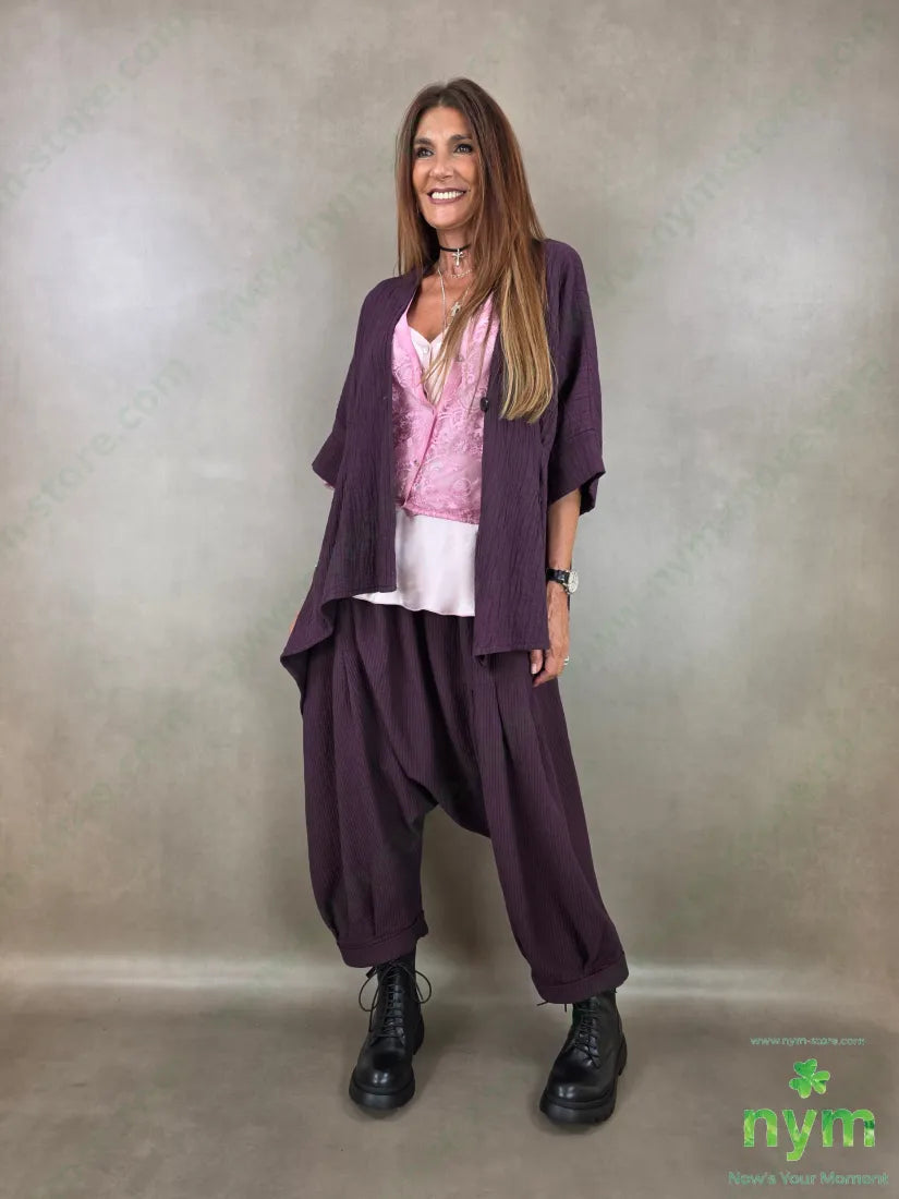 pantalone simil plisse cavallo basso 100co - U / BORDO / AI26 - PANTALONE