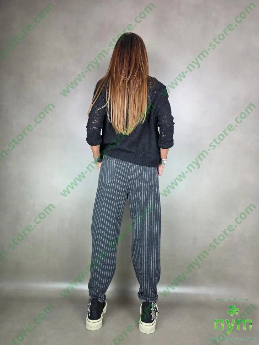 pantalone slim gessato 95pl5ea PANTALONE