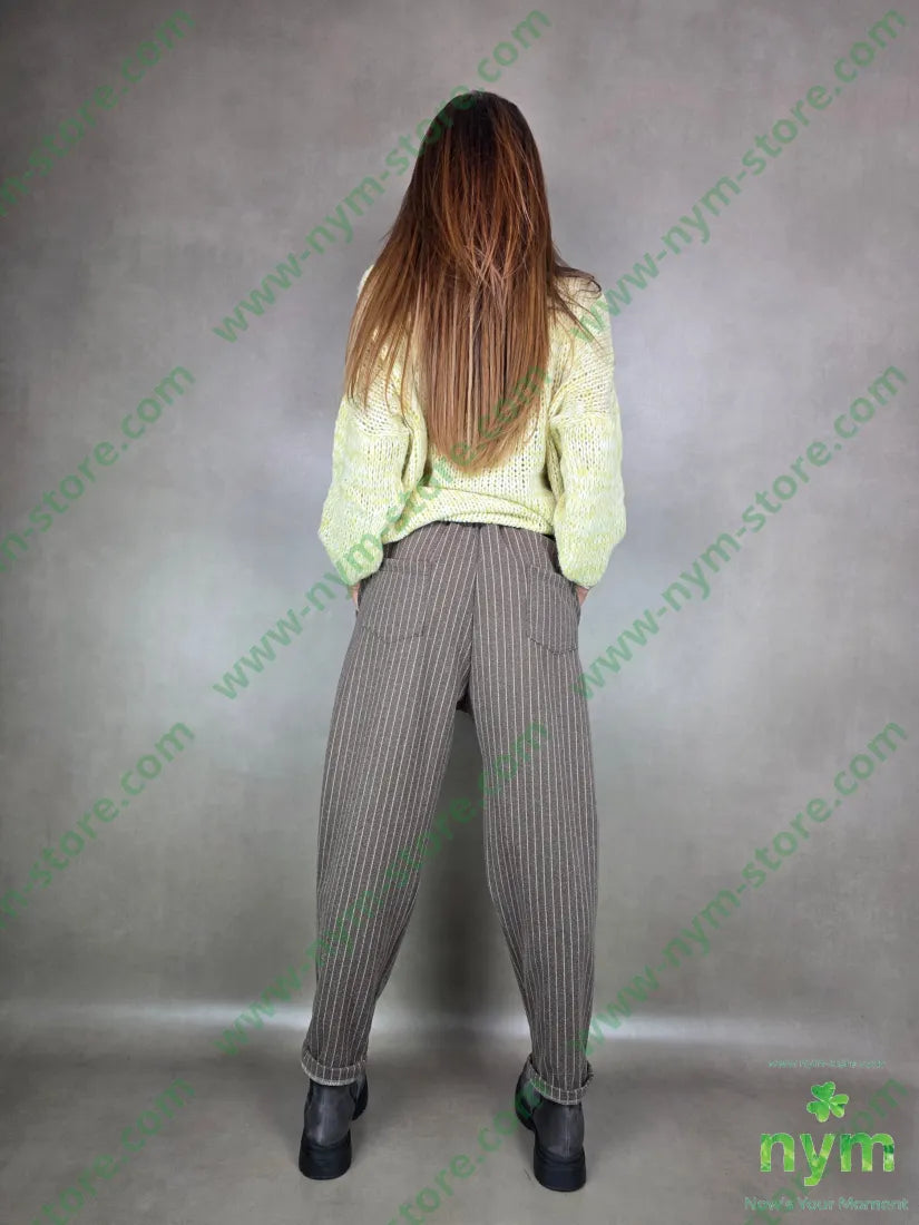 pantalone slim gessato 95pl5ea PANTALONE