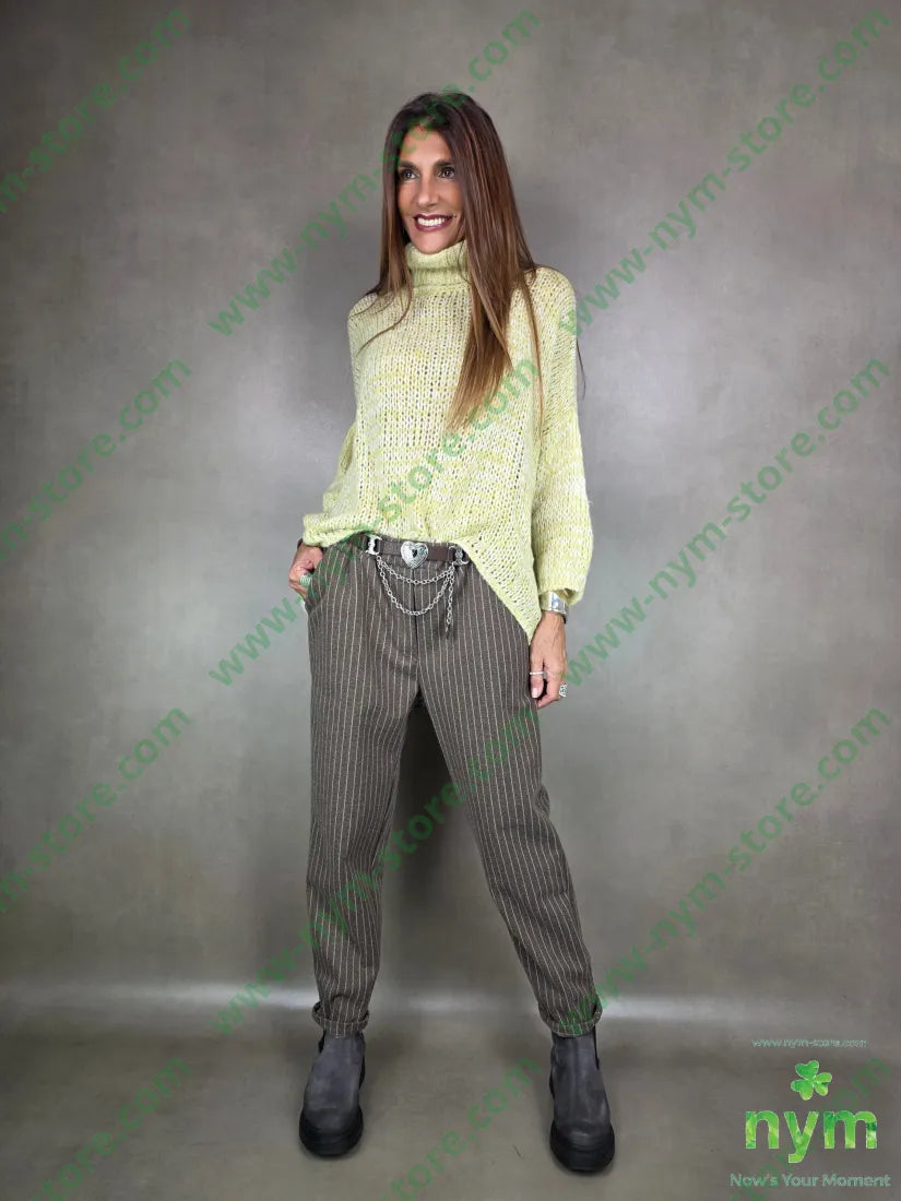 pantalone slim gessato 95pl5ea PANTALONE