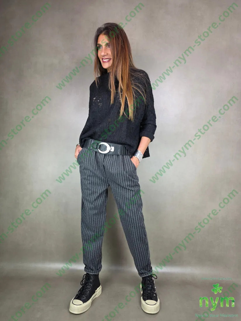 pantalone slim gessato 95pl5ea PANTALONE