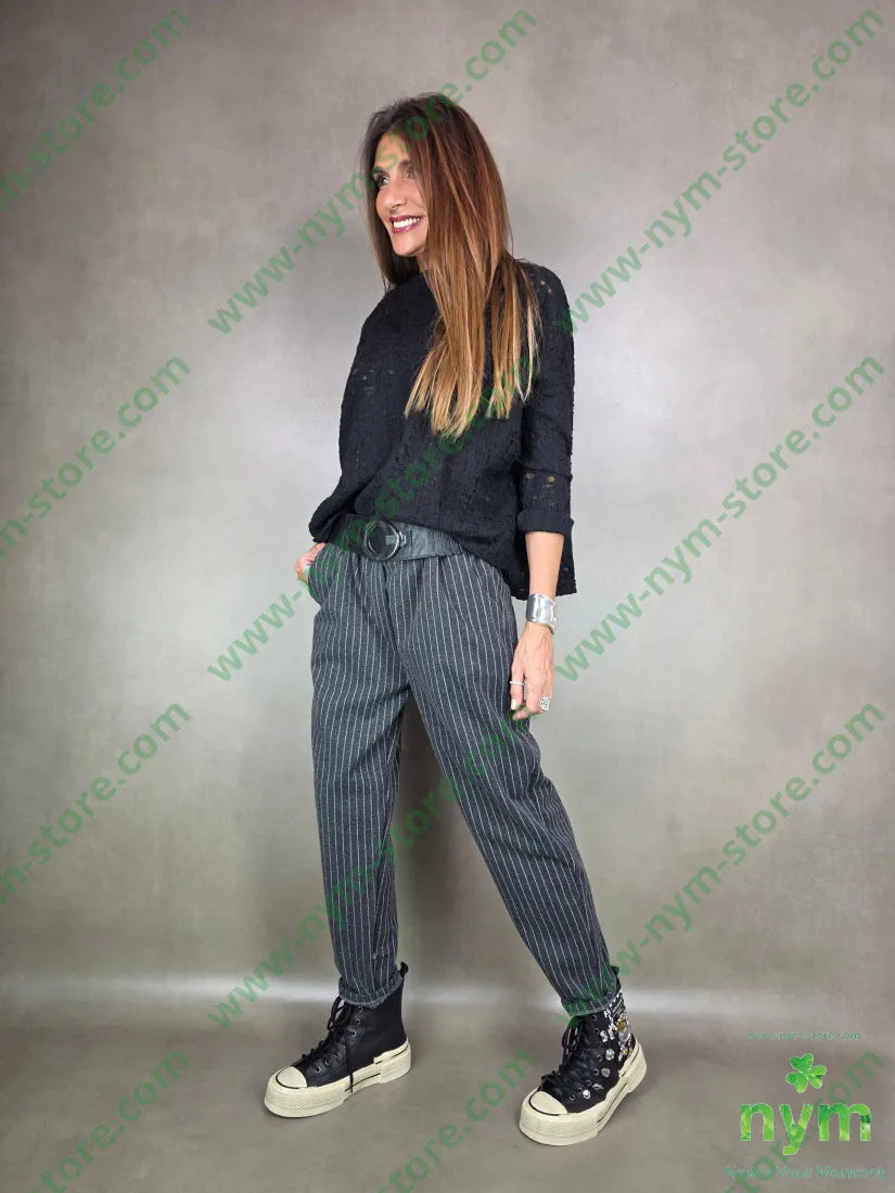 pantalone slim gessato 95pl5ea PANTALONE