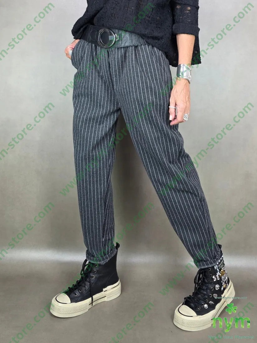 pantalone slim gessato 95pl5ea U / GRIGIO S. / AI25 PANTALONE