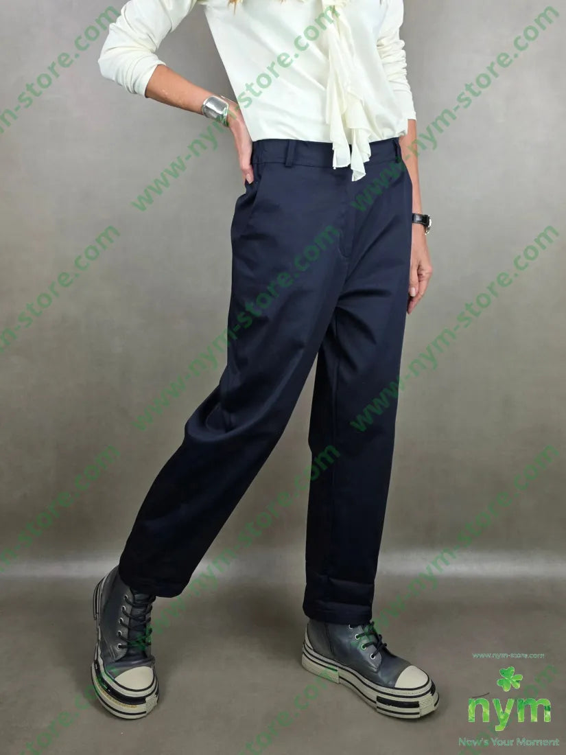 pantalone slim tessuto lucido 79vi19ny2ea U / BLU / PE26 PANTALONE