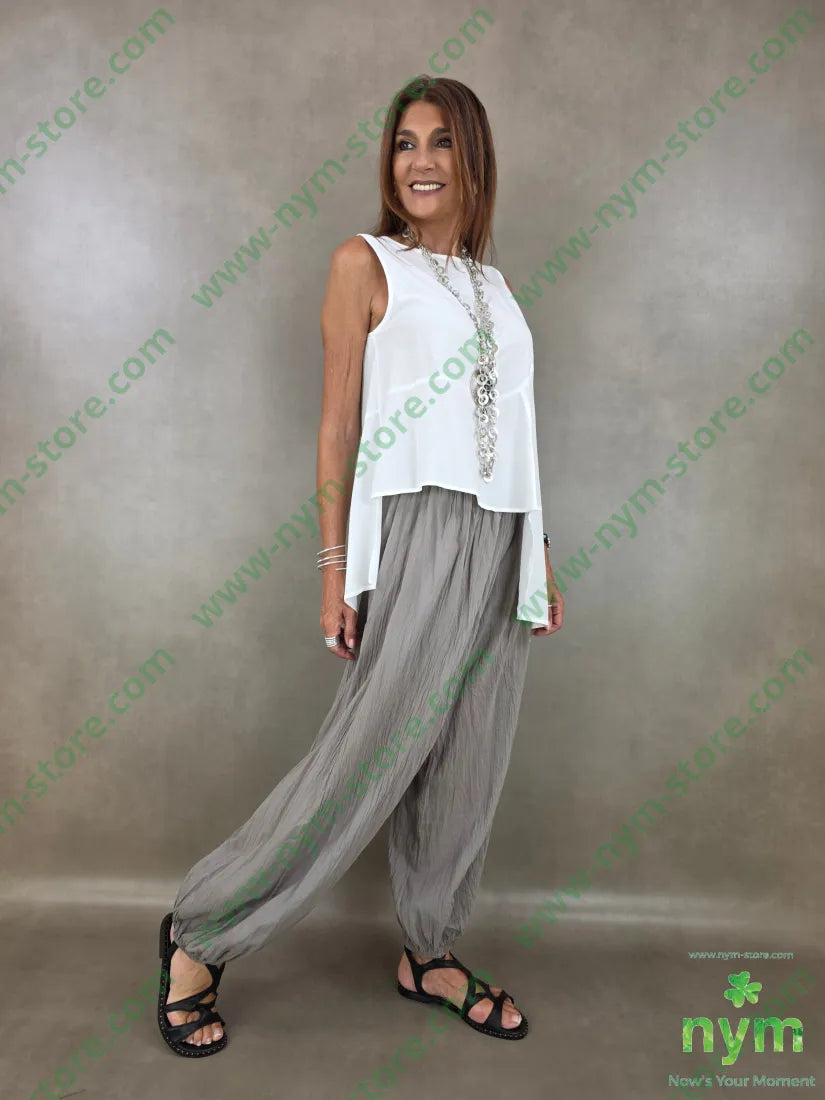 pantalone stropicciato in mussola ela fondo 100co - U / FANGO C. / PE26 - PANTALONE