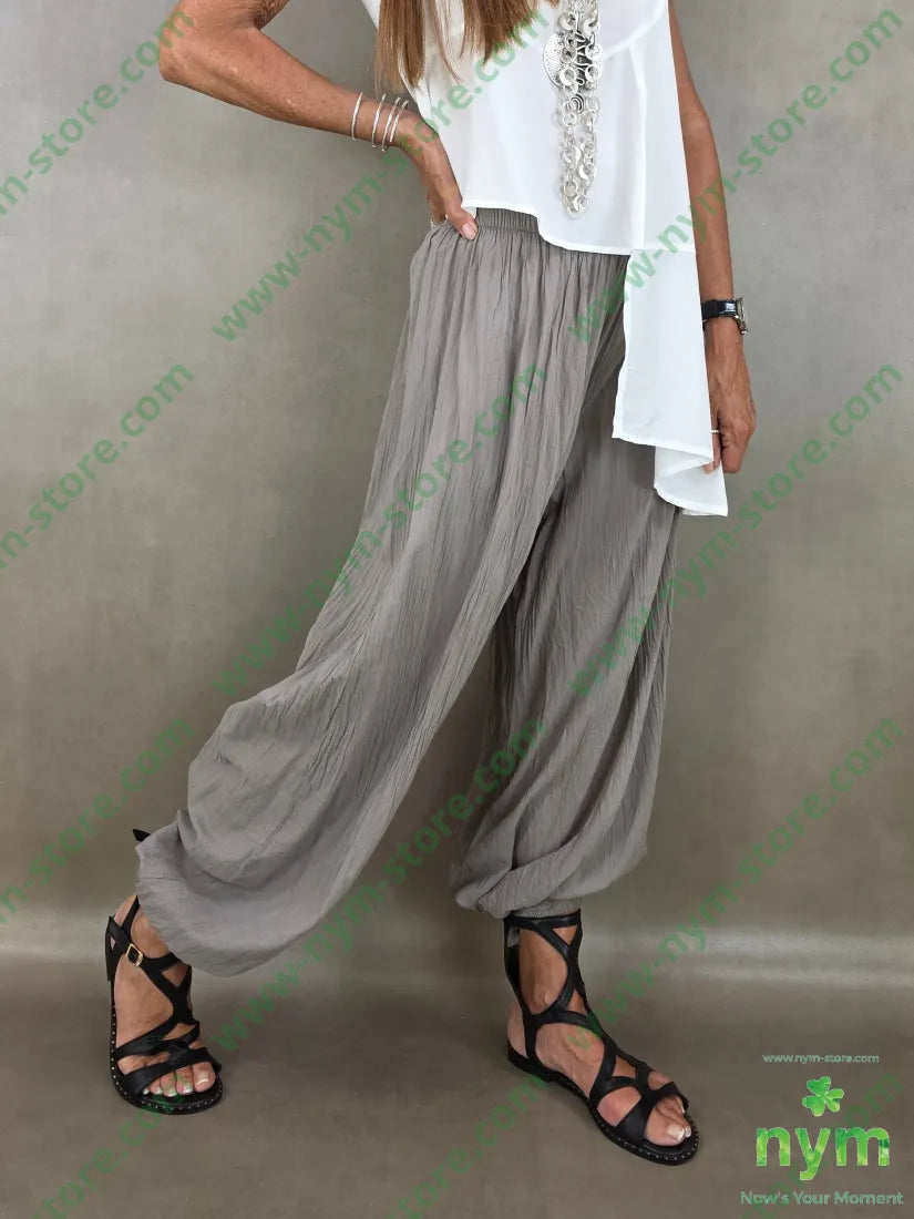 pantalone stropicciato in mussola ela fondo 100co - U / FANGO C. / PE26 - PANTALONE