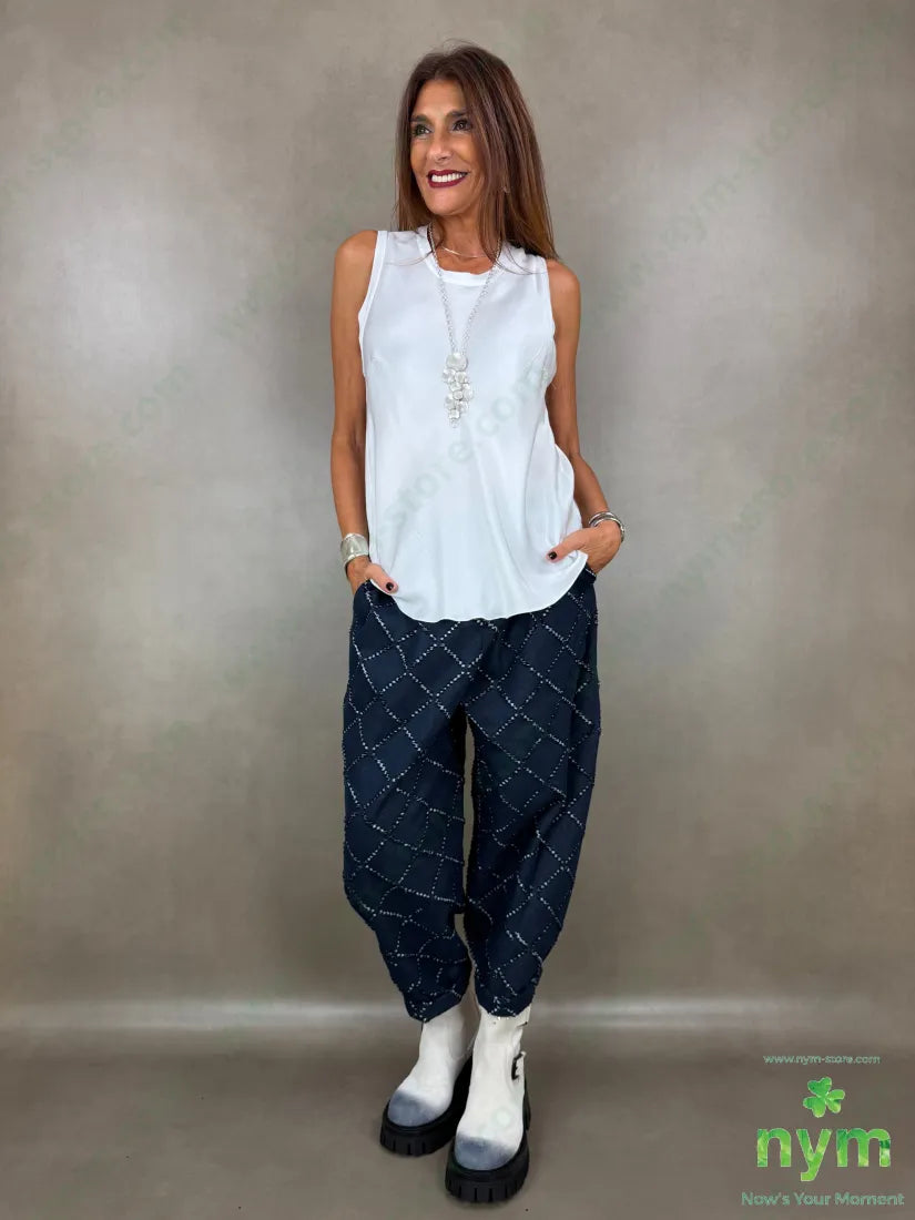 Pantalone taglio laser tasche asola 65co35pl - PANTALONE