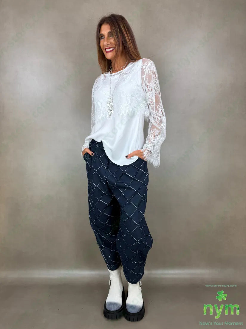 Pantalone taglio laser tasche asola 65co35pl - PANTALONE