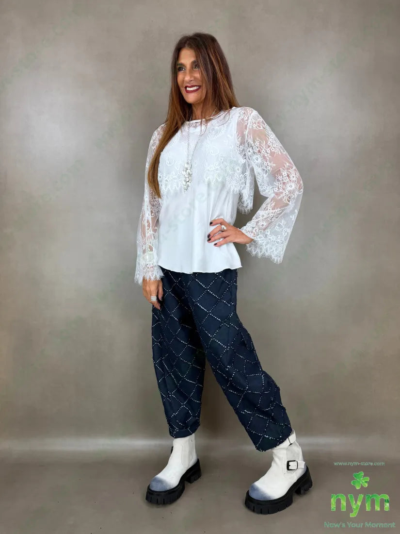 Pantalone taglio laser tasche asola 65co35pl - PANTALONE