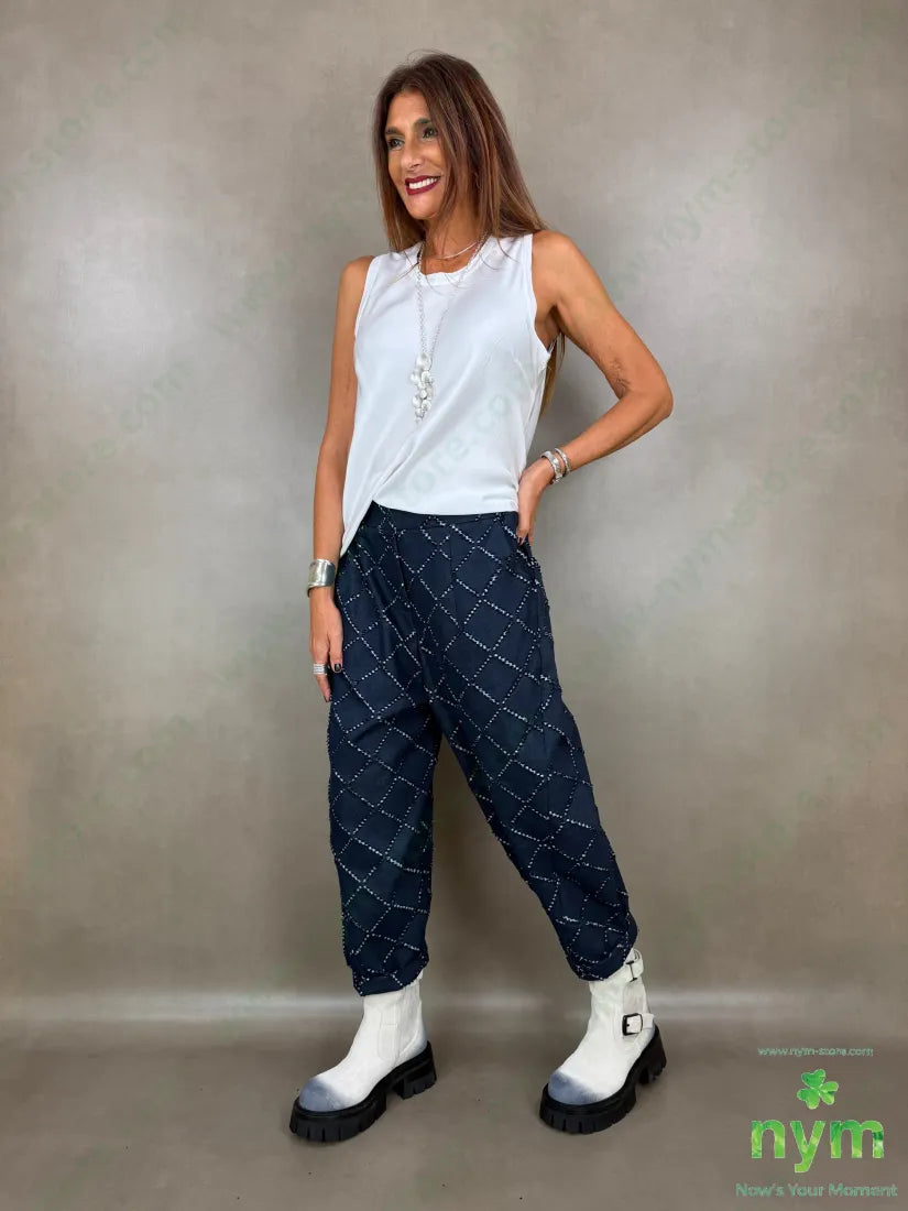 Pantalone taglio laser tasche asola 65co35pl - PANTALONE
