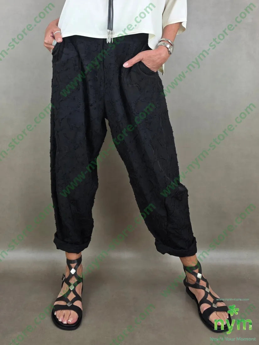 pantalone tencell dettaglio imbuto 50tc35vi15li - U / NERO / PE26 - PANTALONE