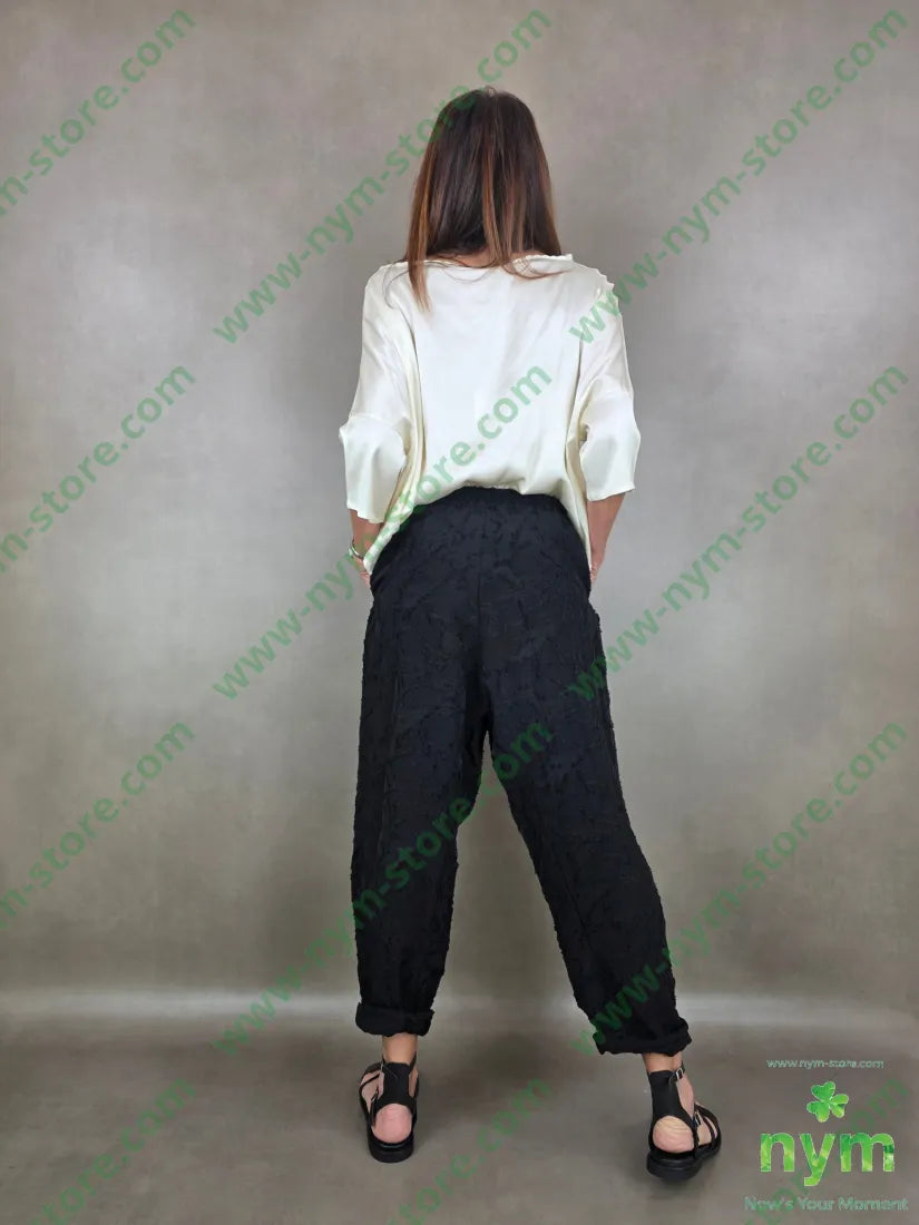 pantalone tencell dettaglio imbuto 50tc35vi15li - U / NERO / PE26 - PANTALONE