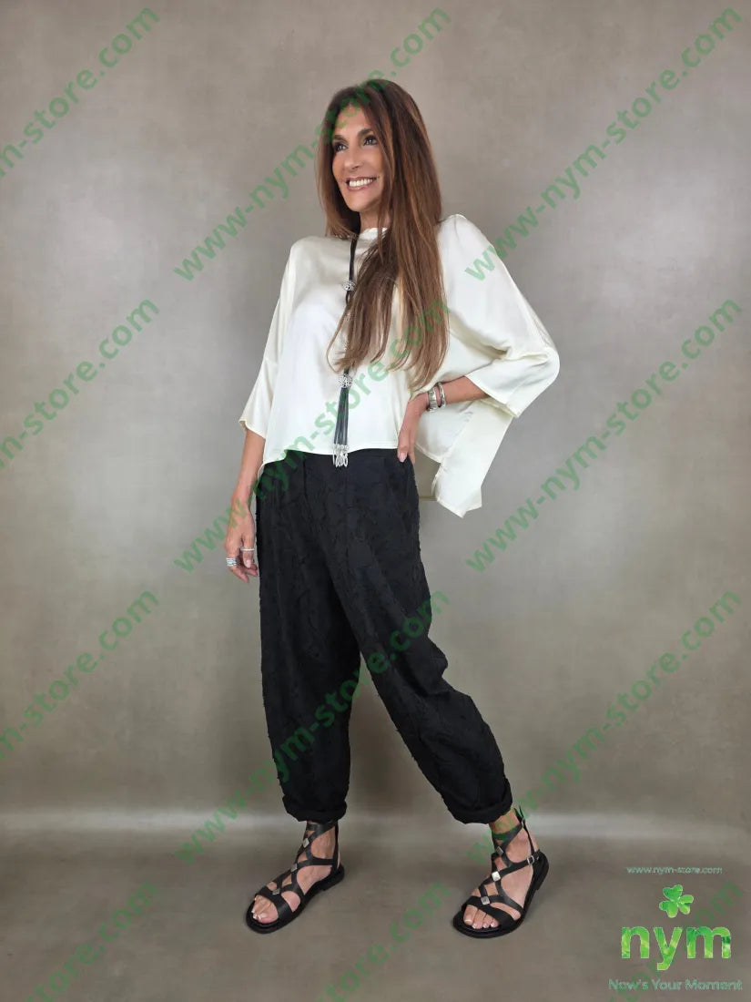 pantalone tencell dettaglio imbuto 50tc35vi15li - U / NERO / PE26 - PANTALONE
