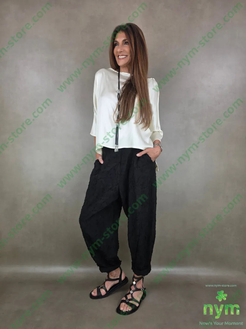 pantalone tencell dettaglio imbuto 50tc35vi15li - U / NERO / PE26 - PANTALONE