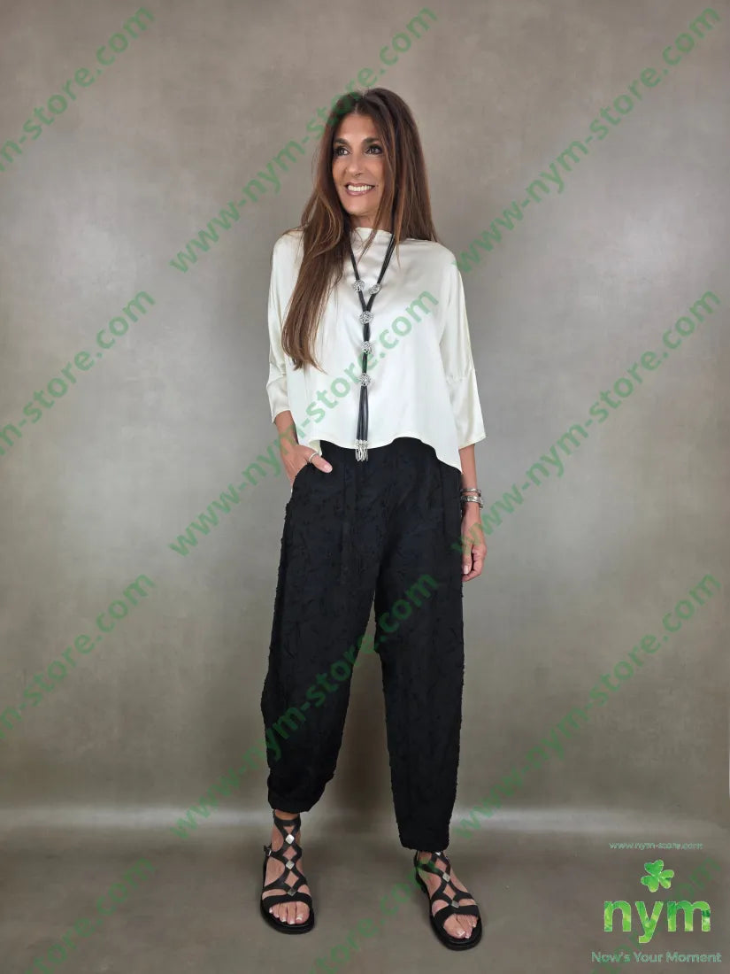 pantalone tencell dettaglio imbuto 50tc35vi15li - U / NERO / PE26 - PANTALONE