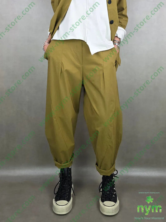 pantalone tessuto bengalina dettaglio imbuto 79vi19ny2ea U / OLIO / PE26 PANTALONE