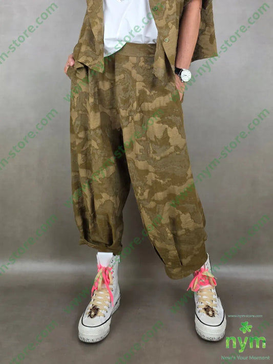 pantalone tessuto cloud pinces fondo 70vi15li15ny - U / OLIO / PE26 - PANTALONE