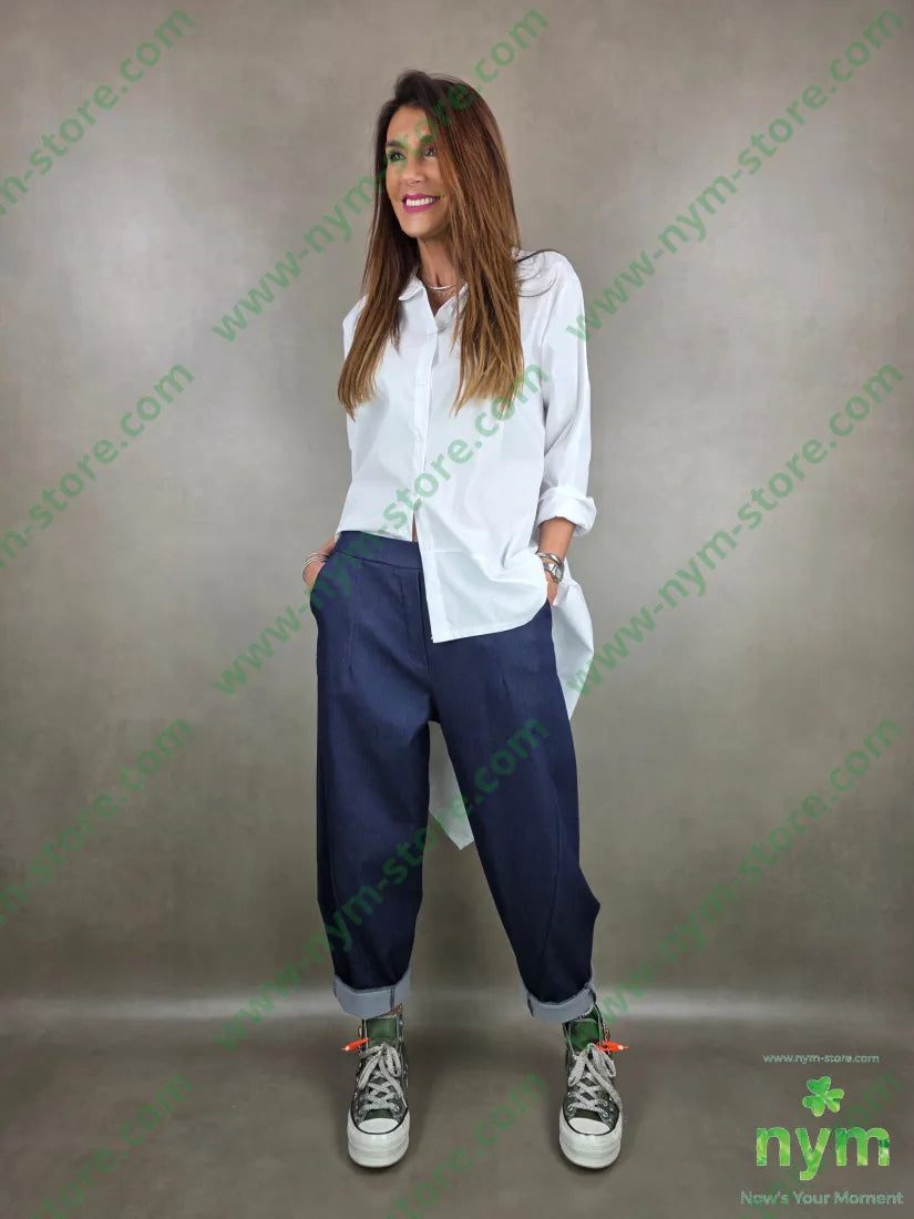 pantalone tessuto denim dettaglio imbuto 79vi19ny2ea U / DENIM / PE26 PANTALONE