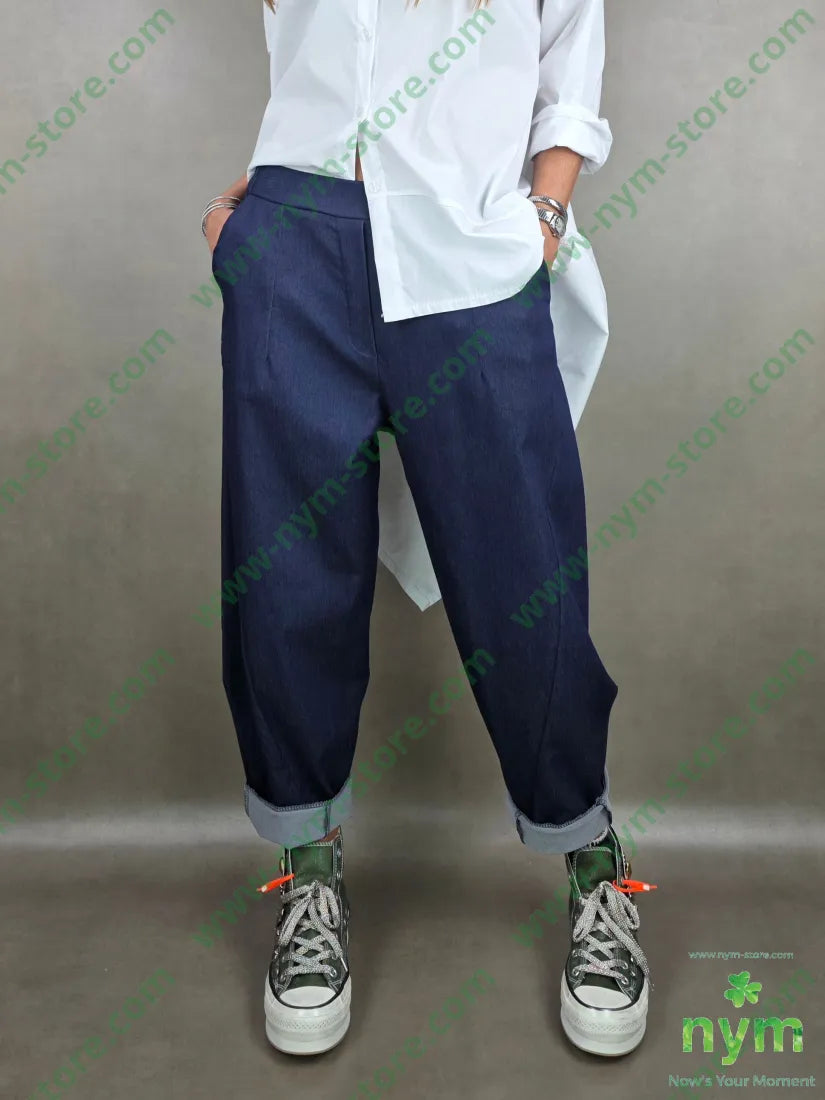 pantalone tessuto denim dettaglio imbuto 79vi19ny2ea U / DENIM / PE26 PANTALONE