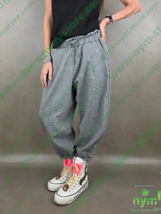 pantalone tessuto lino ad imbuto coulisse 68co17li13pl2ea - PANTALONE