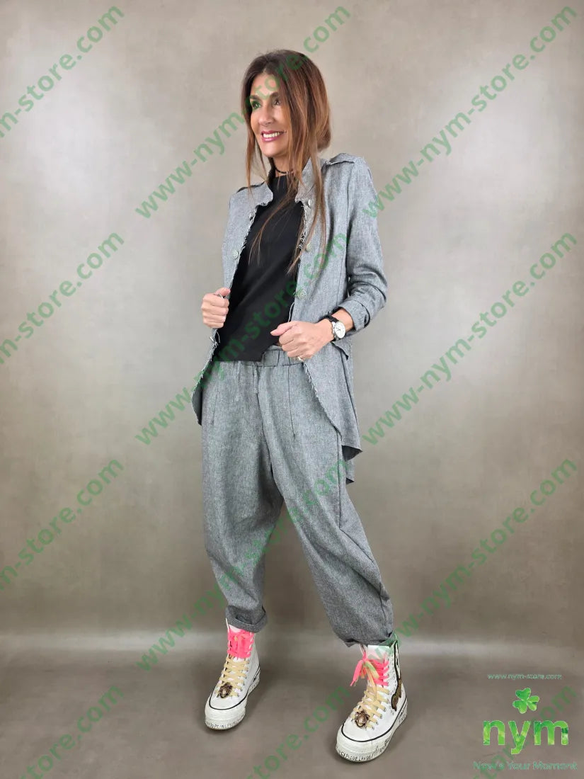 pantalone tessuto lino ad imbuto coulisse 68co17li13pl2ea - PANTALONE