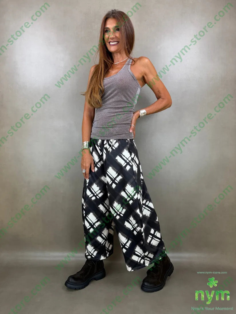 pantalone tessuto lucido stampato 37vi35co28pl - PANTALONE