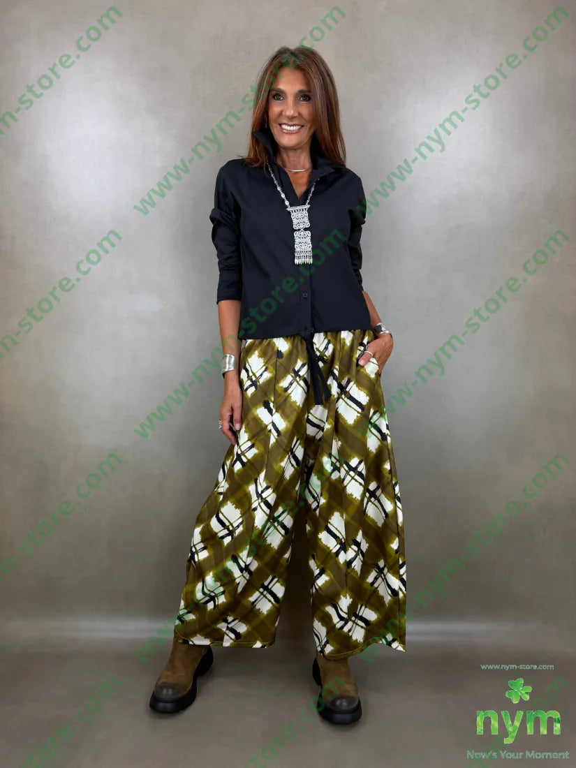 pantalone tessuto lucido stampato 37vi35co28pl - PANTALONE