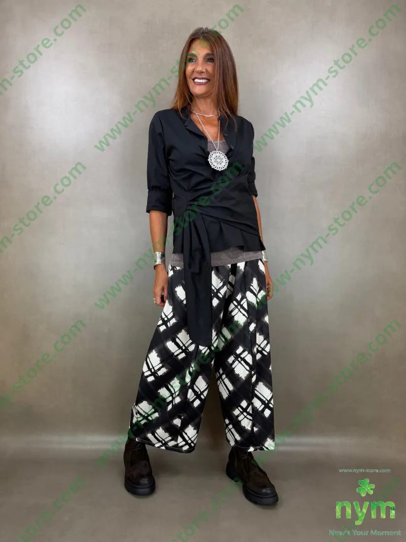 pantalone tessuto lucido stampato 37vi35co28pl - PANTALONE