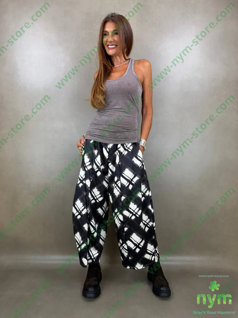 pantalone tessuto lucido stampato 37vi35co28pl - PANTALONE