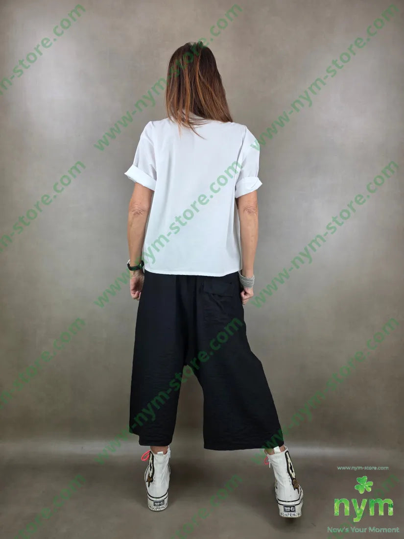 pantalone tessuto semi goffrato cav basso 85vi15pa U / NERO / PE26 PANTALONE