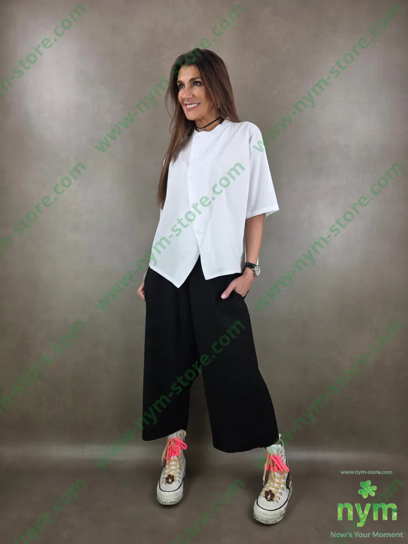 pantalone tessuto semi goffrato cav basso 85vi15pa U / NERO / PE26 PANTALONE