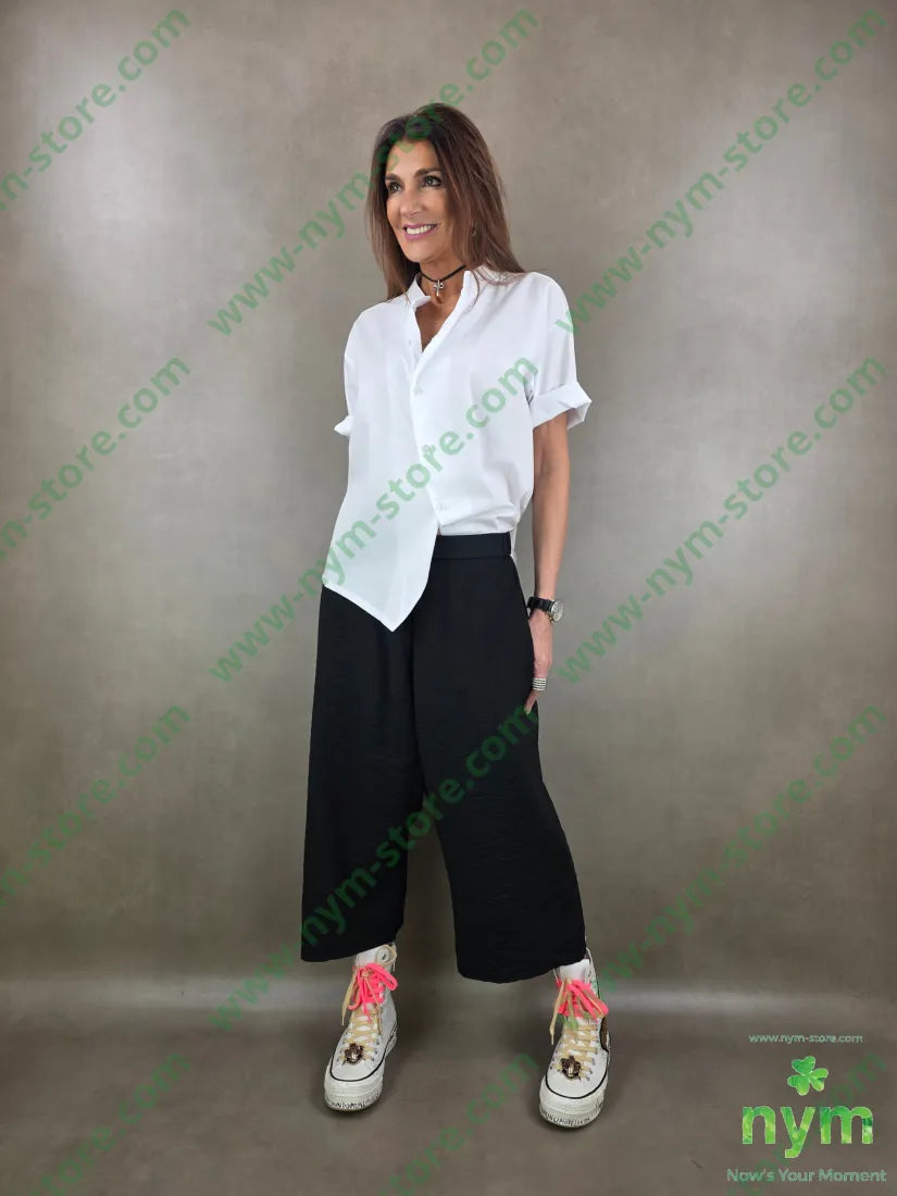pantalone tessuto semi goffrato cav basso 85vi15pa U / NERO / PE26 PANTALONE