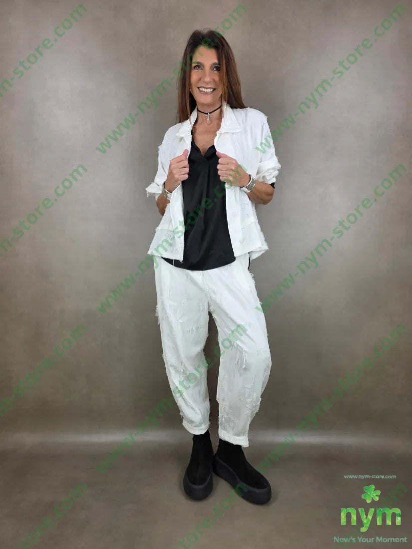 pantalone tessuto sfrangiato PANTALONE