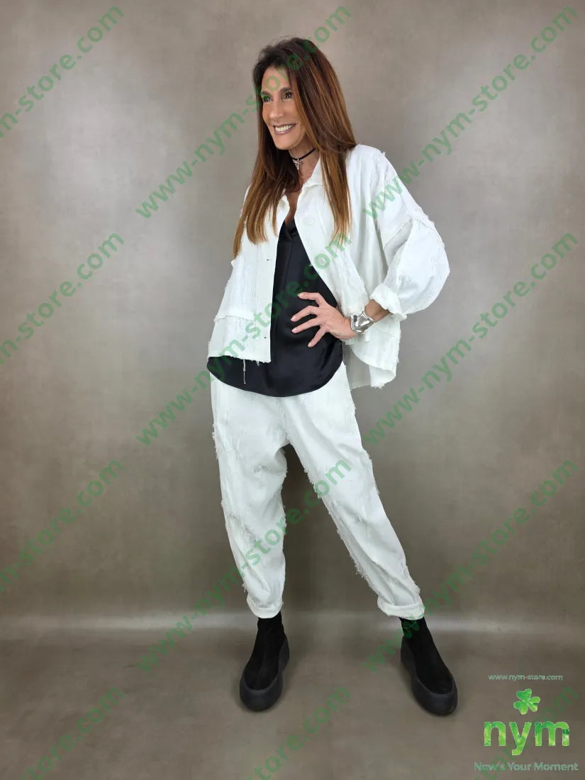 pantalone tessuto sfrangiato PANTALONE