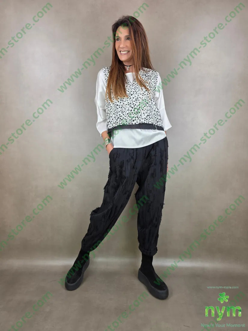 pantalone tessuto sfrangiato PANTALONE