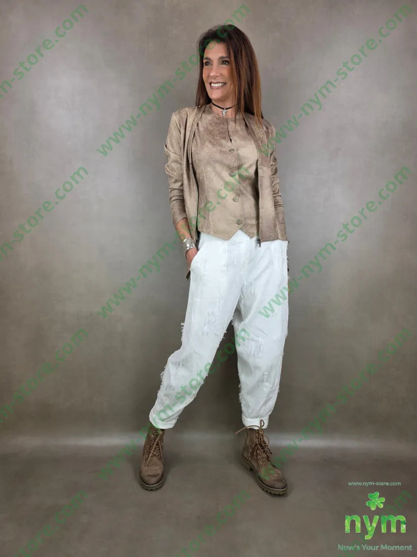 pantalone tessuto sfrangiato PANTALONE