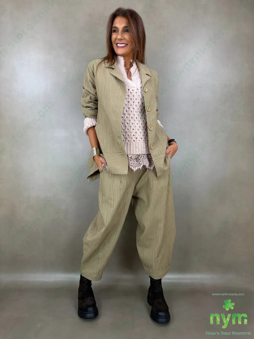 pantalone tessuto simil rigato tasche asola 45co55pl - PANTALONE