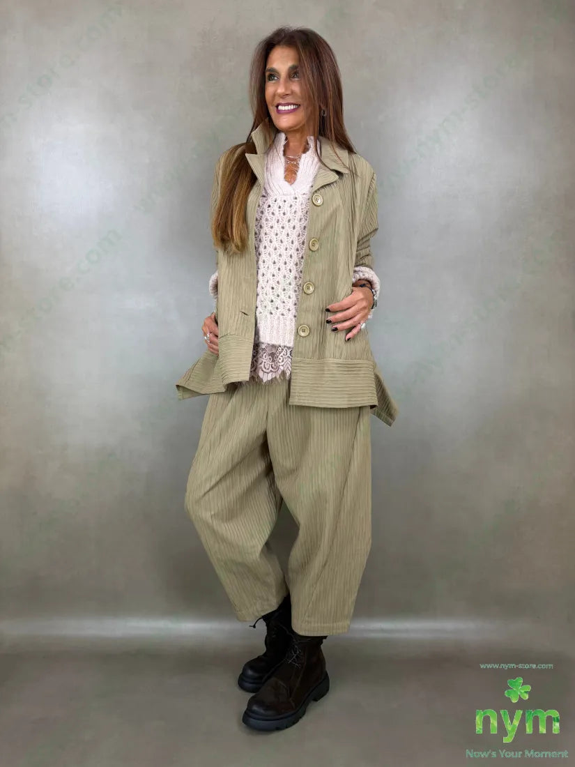 pantalone tessuto simil rigato tasche asola 45co55pl - PANTALONE
