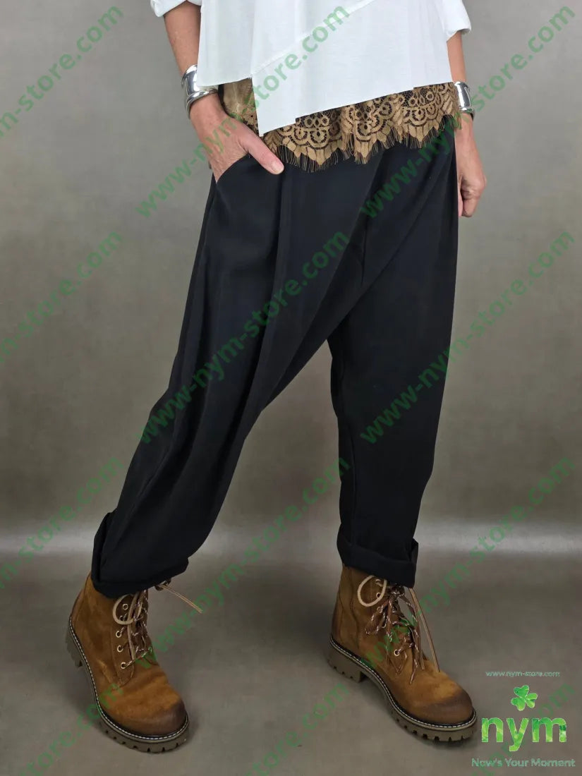 pantalone tessuto viscosa harem 87vi13pl U / NERO / PE26 PANTALONE
