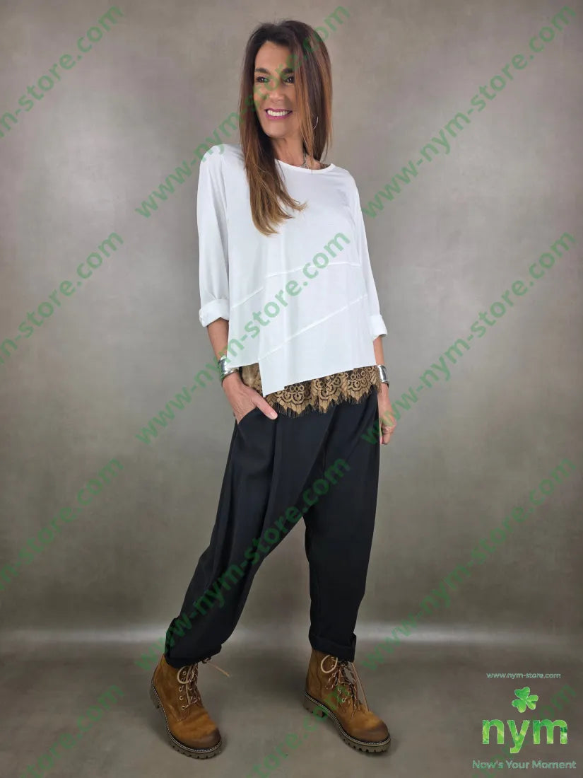 pantalone tessuto viscosa harem 87vi13pl U / NERO / PE26 PANTALONE