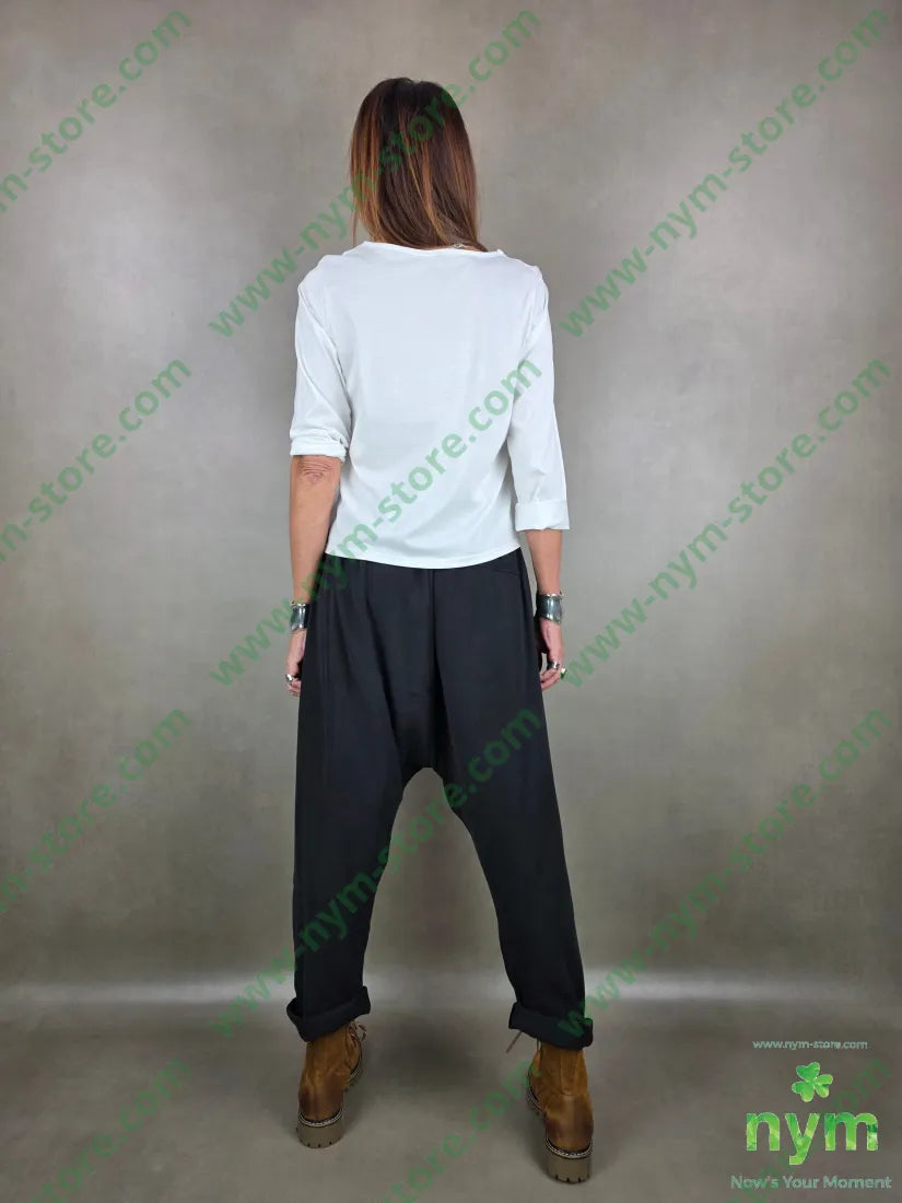 pantalone tessuto viscosa harem 87vi13pl U / NERO / PE26 PANTALONE