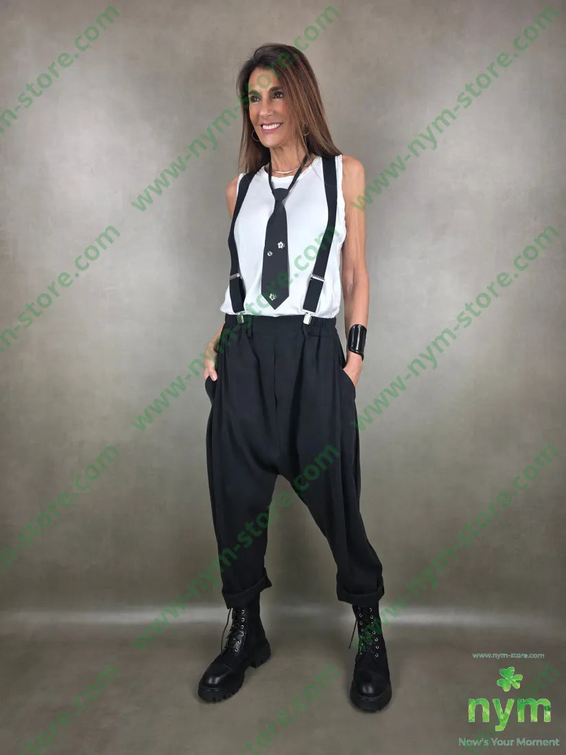 pantalone tessuto viscosa harem 87vi13pl U / NERO / PE26 PANTALONE