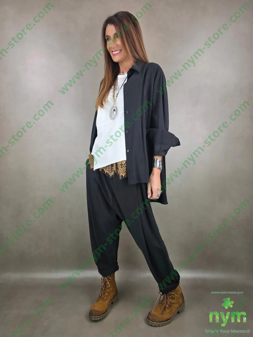 pantalone tessuto viscosa harem 87vi13pl U / NERO / PE26 PANTALONE