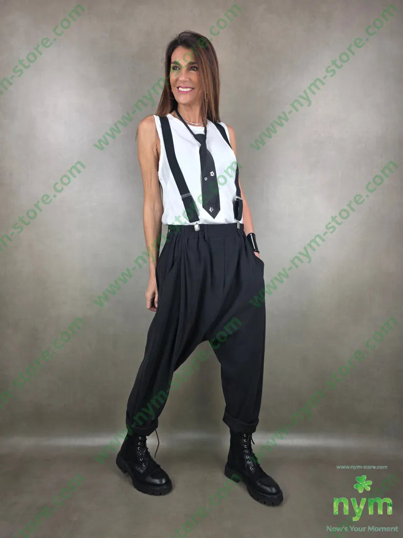 pantalone tessuto viscosa harem 87vi13pl U / NERO / PE26 PANTALONE