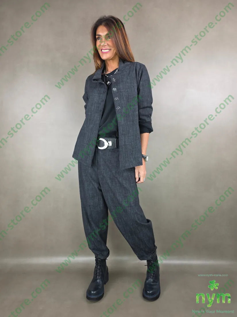 pantalone tramato dettaglio imbuto 65vi30ny5ea U / ANTRACITE / AI25 PANTALONE