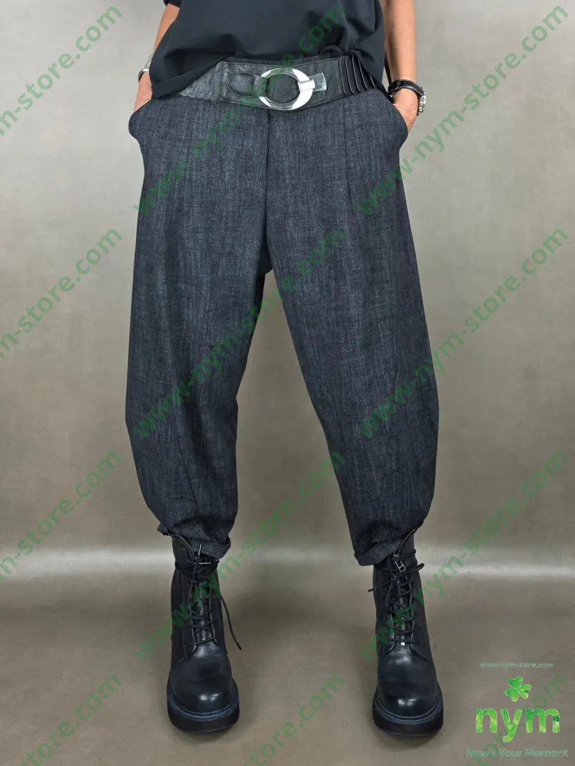 pantalone tramato dettaglio imbuto 65vi30ny5ea U / ANTRACITE / AI25 PANTALONE