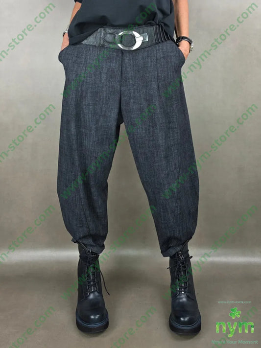 pantalone tramato dettaglio imbuto 65vi30ny5ea U / ANTRACITE / AI25 PANTALONE