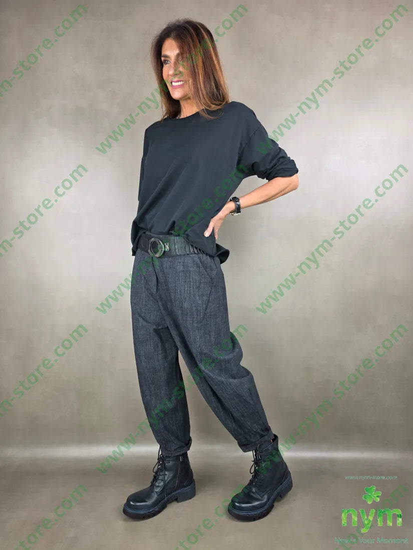 pantalone tramato dettaglio imbuto 65vi30ny5ea U / ANTRACITE / AI25 PANTALONE