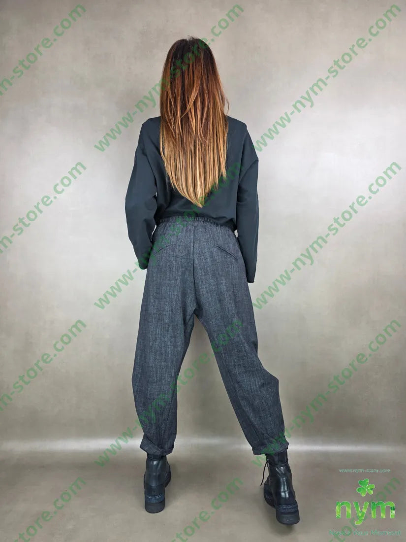 pantalone tramato dettaglio imbuto 65vi30ny5ea U / ANTRACITE / AI25 PANTALONE